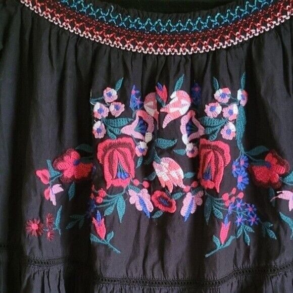 Free People Sun Beams Embroidered Off-The-Shoulder Mini Dress Size Small - Picture 8 of 12